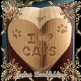 I love cats heart prints combi book folding pattern