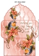 Robin and poinsettia salmon pink Christmas money wallet