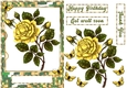 Yellow rose mosaic gold frame quick card