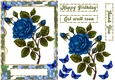 Blue rose mosaic gold frame quick card