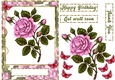 Pink rose mosaic gold frame quick card