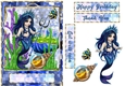 Mermaid trident mosaic gold frame quick card