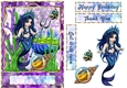 Mermaid trident lavender mosaic gold frame quick card