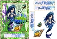 Mermaid trident green mosaic gold frame quick card