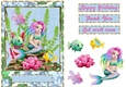 Blue mermaid mosaic gold frame quick card