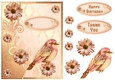 Layered orange floral bird birthday and thank you Card