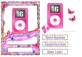 Sweet 16 ipod Pink mosaic gold frame quick card