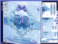 50 birthday blue damask mini kit