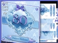 80 birthday blue damask mini kit