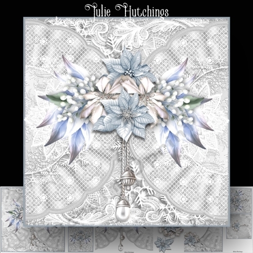 Snowflakes and lace blue poinsettia