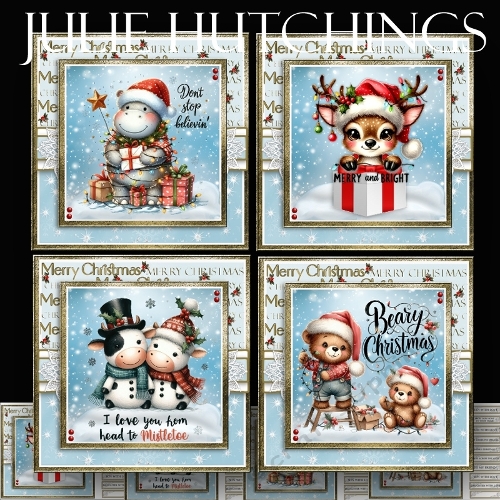 Cute Animal Christmas 8x8 card fronts