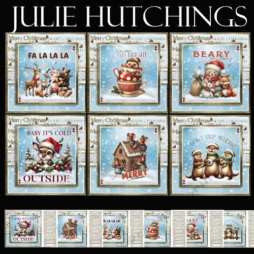 set of 6 Christmas is coming 8x8 card fronts and sentiments