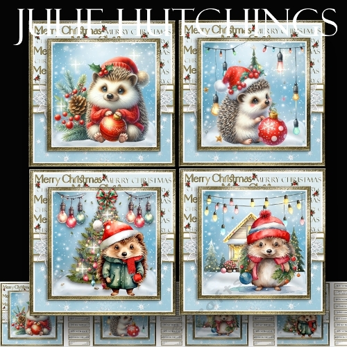 cup1394509_1483 - Christmas hedgehogs 8x8 card fronts