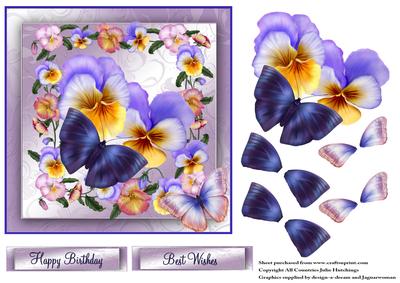 Pansies on Shimmering Lilac Topper