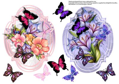 2 Floral and Butterfly Plaques