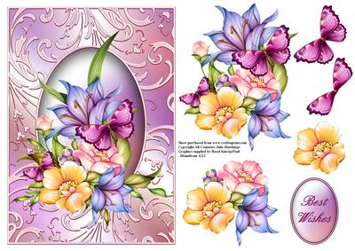 Flora in a Shimmering Pink Frame Card Front
