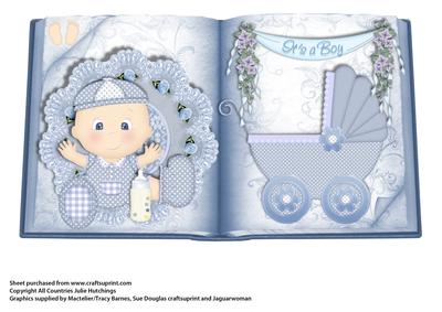 Baby Boy Book Style Card Front/topper