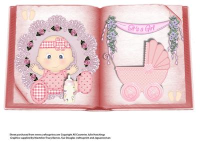 Baby Girl Book Style Card Front