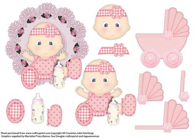 Decoupage for Baby Girl Book Style Card Topper