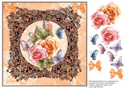 Peach and Flora 8x8 Card Topper