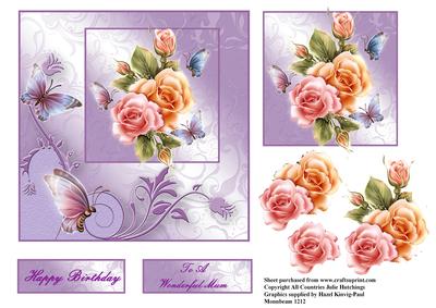 Roses on Shimmering Lilac Topper