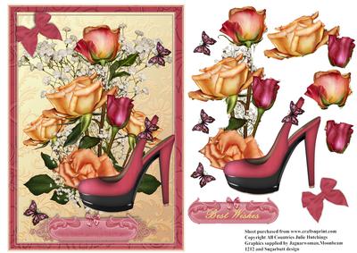Slingback Shoes and Roses Card Front