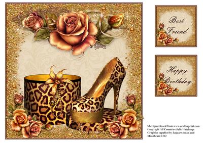 Bling Leopard Print Shoes 8x8 Card Topper