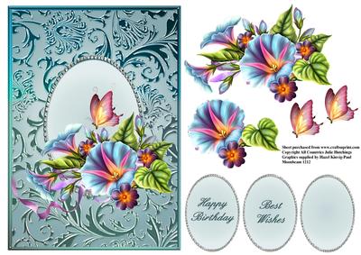 Petunia in a Blue Swirl Frame Card Front