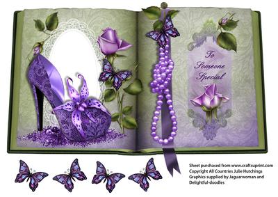 Lilac Shoe Book Style Topper or Card Front
