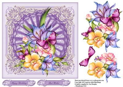 Flora on a Lilac Doiley Card Topper