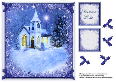 Christmas Wishes Church and Star Card Front