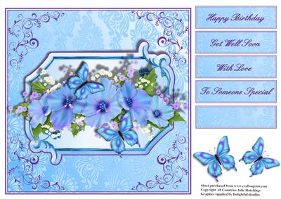 Beautiful Blue Petunias Card Topper