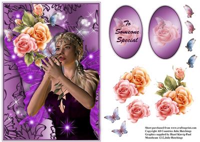 Butterfly Fairy in a Purple Swirl Frame