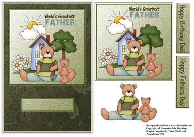 Father and Child Bear Fathers Day/birthday Card Front