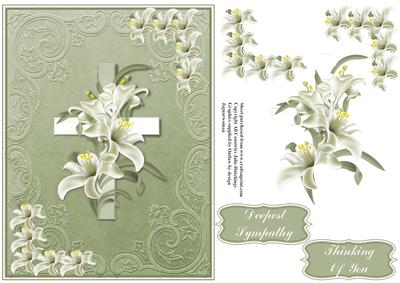 Cross and Lilly Sympathy Card Front
