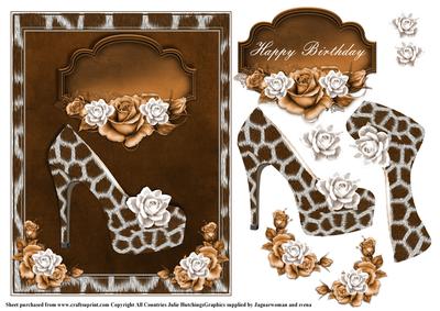 Giraffe Style Shoes with Roses Card Front