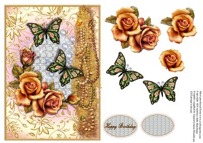 Gilded Gold Frame with Roses and Gems Card Front