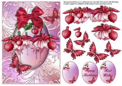 Fushia Swirl Frame Card Front