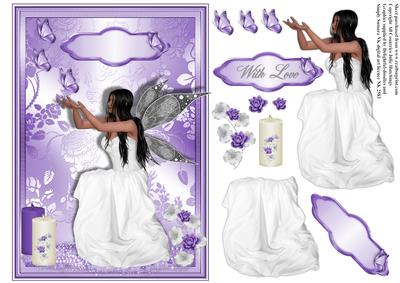 Fairy in White with Lilac Flutter