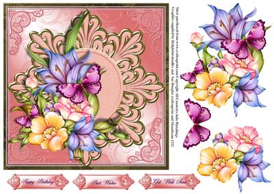 Flowers on a Pink and Gold Doiley