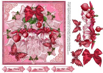 Fushia's on Satin Style Card Topper/front