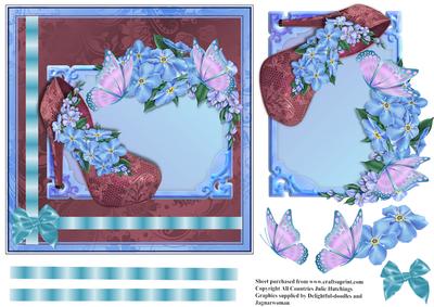 Pink Shoe and Forget-me-nots Card Topper