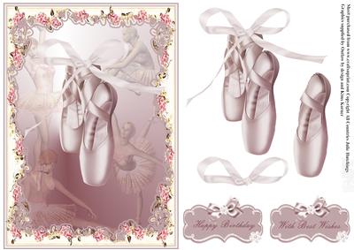 Ballet Shoes Card Front with Foxgloves