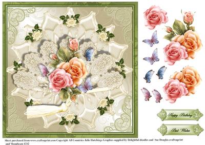 Pretty Creams and Green Card Topper