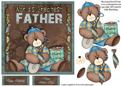 Teddy and Tie Card Topper Father's Day/birthday