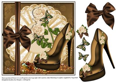Coffee and Cream Shoe with Roses
