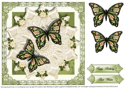 Flutters and Lace in Green Card Topper