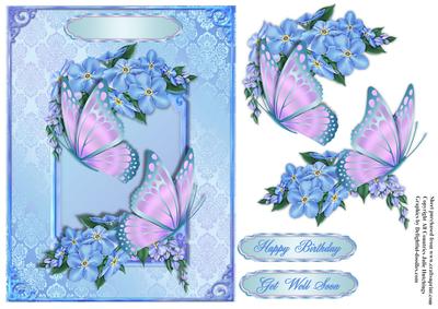 Gorgeous Blues Floral Card Front