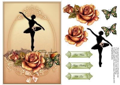 Ballerina and Roses Card Front