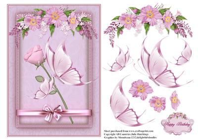 Mother and Child Flutters in Pink Card Front